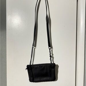 Victoria's Secret Black Textured Crossbody Bag with Chain Strap
